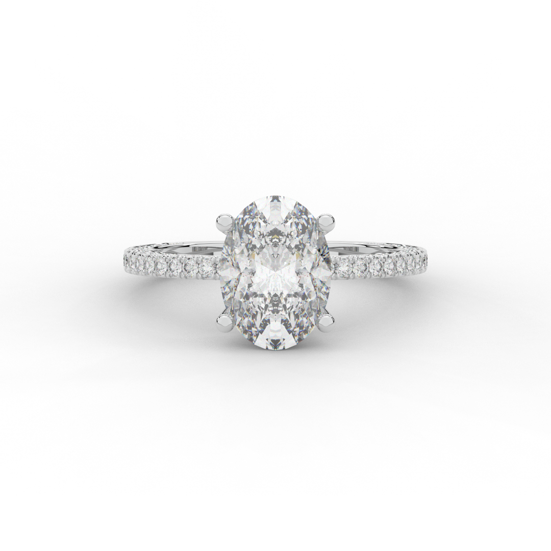 3.15CT.TW OVAL LAB DIAMOND SOLITAIRE ENGAGEMENT RING - Nazarelle