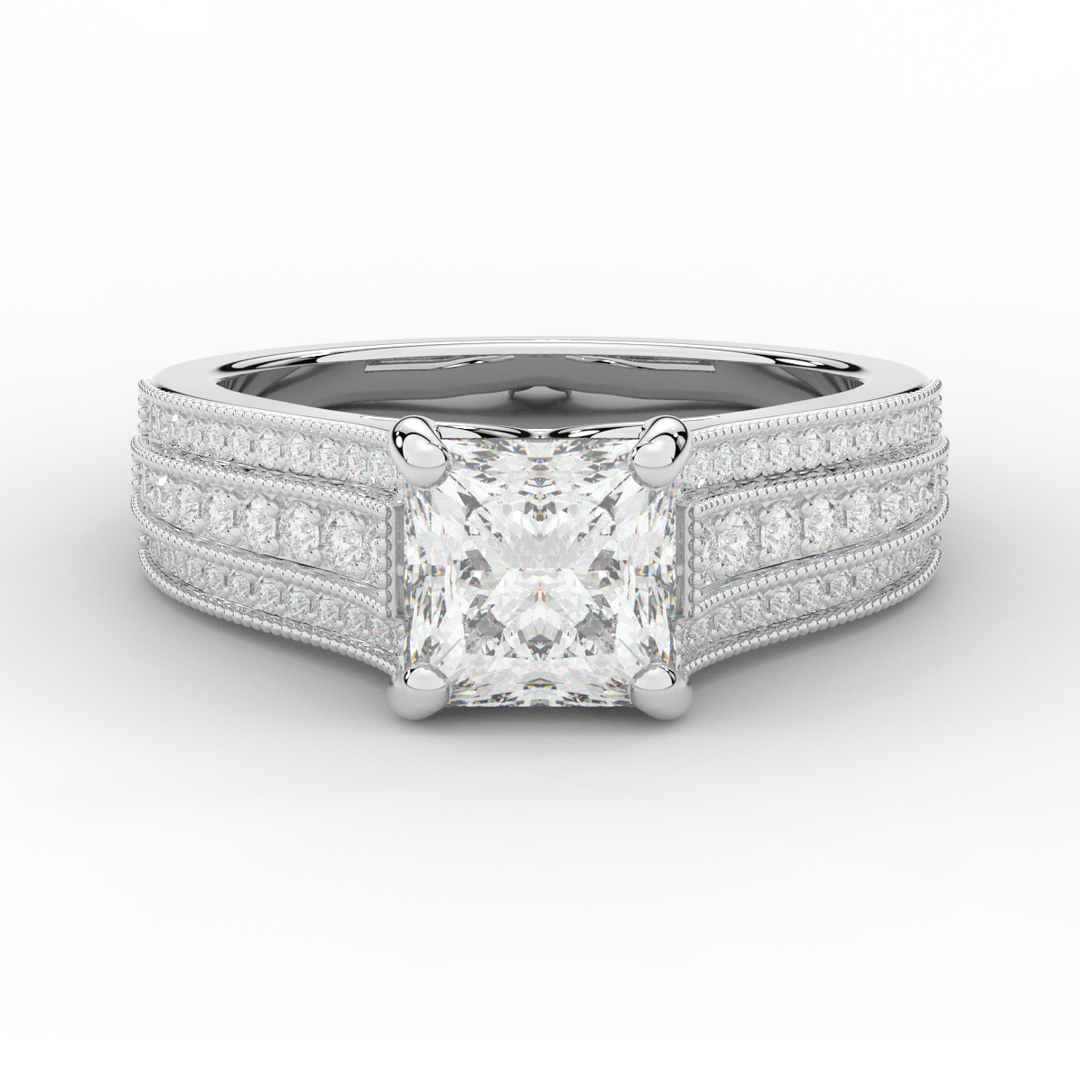 3.55CT.TW PRINCESS LAB DIAMOND ENGAGEMENT RING - Nazarelle