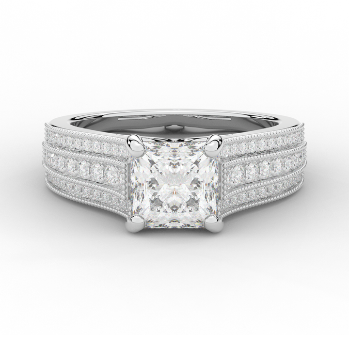 3.55CT.TW PRINCESS LAB DIAMOND ENGAGEMENT RING - Nazarelle