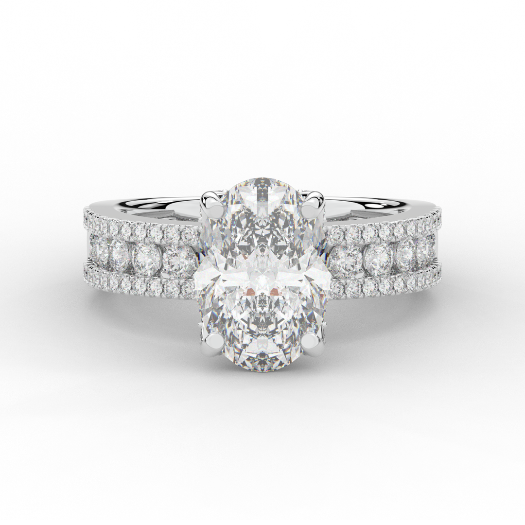 3.95CT.TW OVAL LAB DIAMOND SOLITAIRE ENGAGEMENT RING - Nazarelle