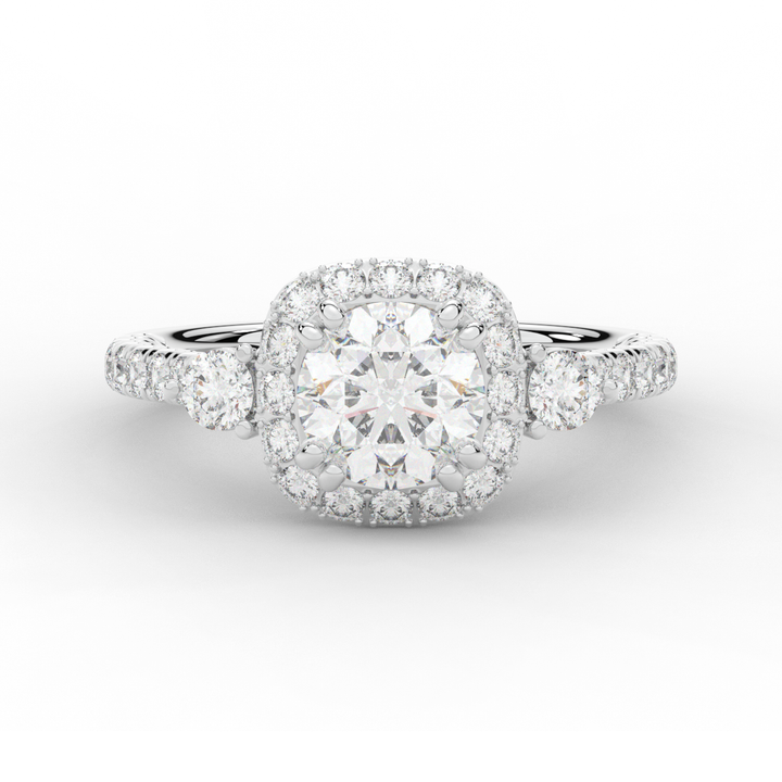 1.75CT.TW ROUND LAB DIAMOND HALO ENGAGEMENT RING - Nazarelle