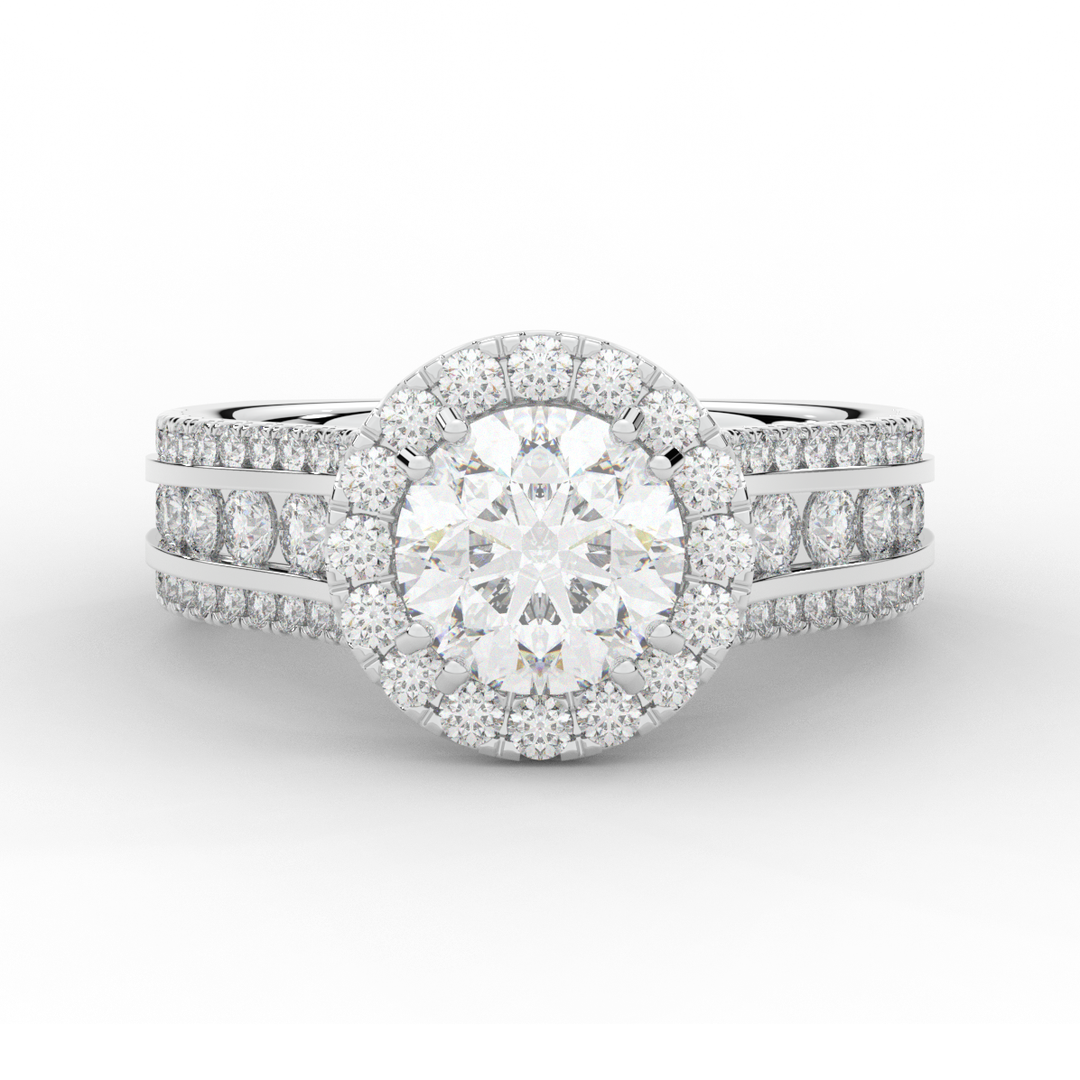 2.90CT.TW ROUND LAB DIAMOND HALO ENGAGEMENT RING - Nazarelle
