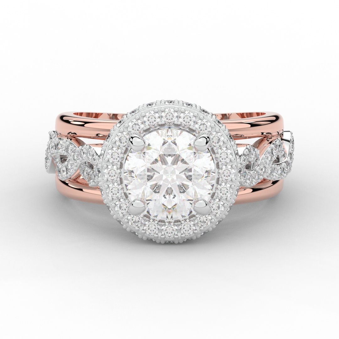 2.85CT.TW ROUND LAB DIAMOND HALO TWO TONE ENGAGEMENT RING - Nazarelle