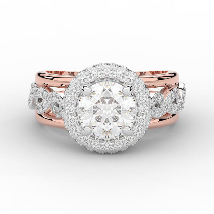 2.85CT.TW ROUND LAB DIAMOND HALO TWO TONE ENGAGEMENT RING - Nazarelle