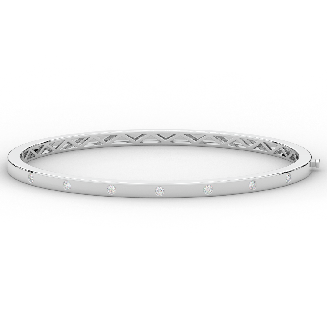 0.15CT.TW ROUND LAB BEZEL SET DIAMOND BANGLE - Nazarelle