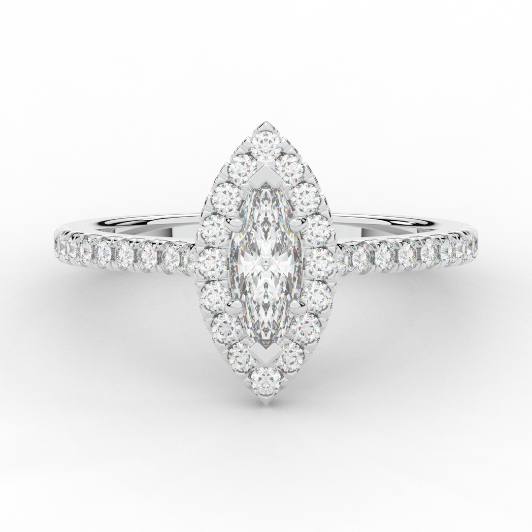0.80CT.TW MARQUISE LAB DIAMOND HALO ENGAGEMENT RING - Nazarelle