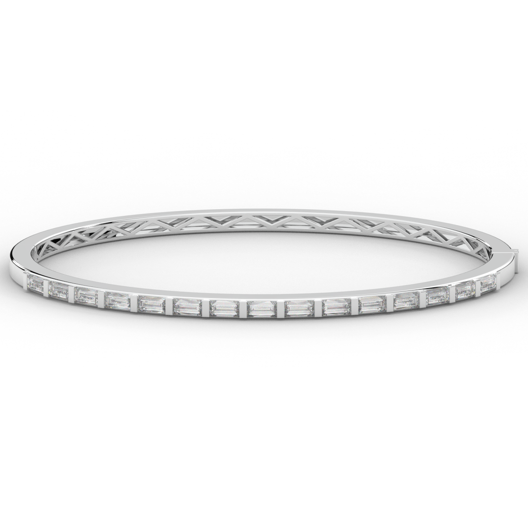 1.50CT.TW BAGUETTE LAB DIAMOND SHARED PRONG BANGLE - Nazarelle