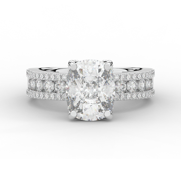 3.95CT.TW CUSHION LAB DIAMOND SOLITAIRE ENGAGEMENT RING - Nazarelle