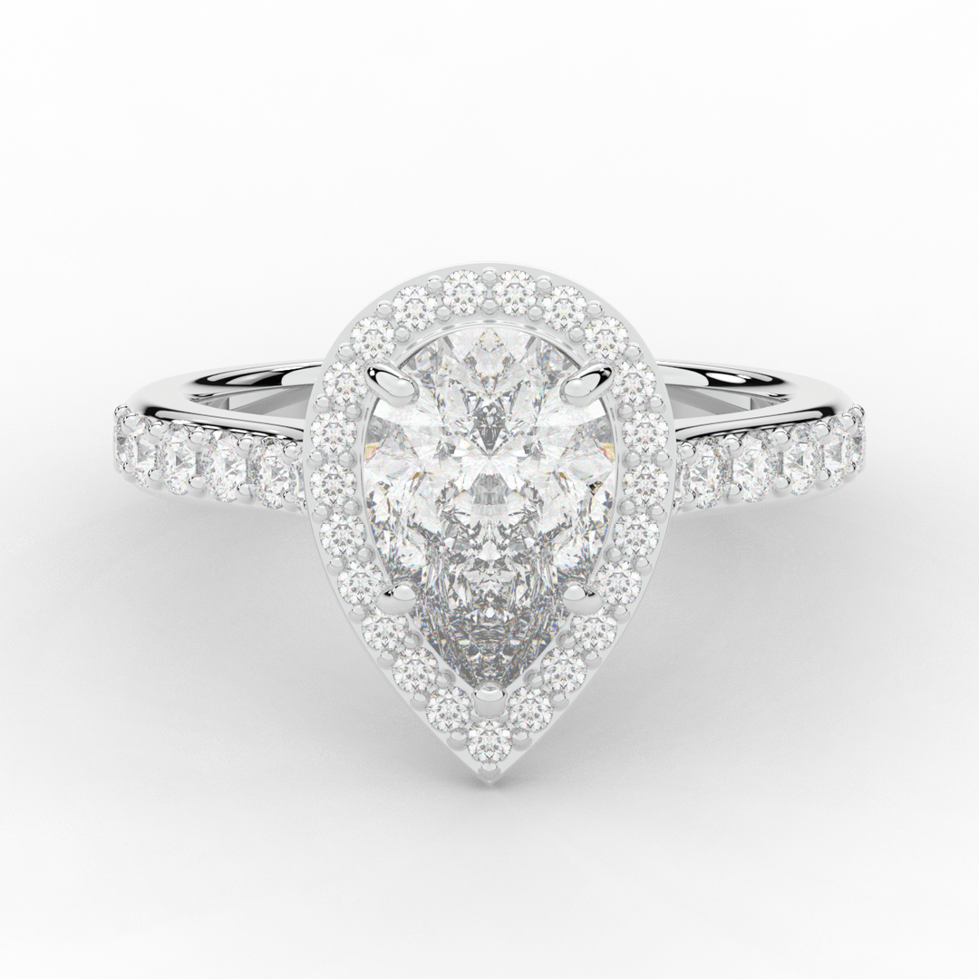 2.50CT.TW PEAR LAB DIAMOND HALO ENGAGEMENT RING - Nazarelle