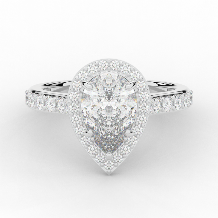 2.50CT.TW PEAR LAB DIAMOND HALO ENGAGEMENT RING - Nazarelle