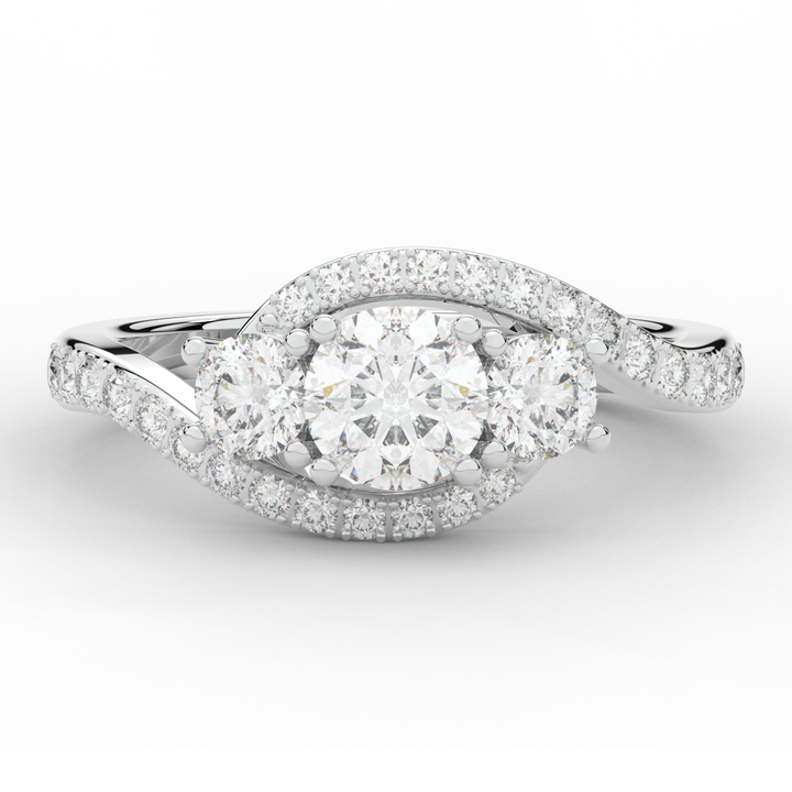 1.65CT.TW ROUND LAB DIAMOND TWIST HALO ENGAGEMENT RING - Nazarelle