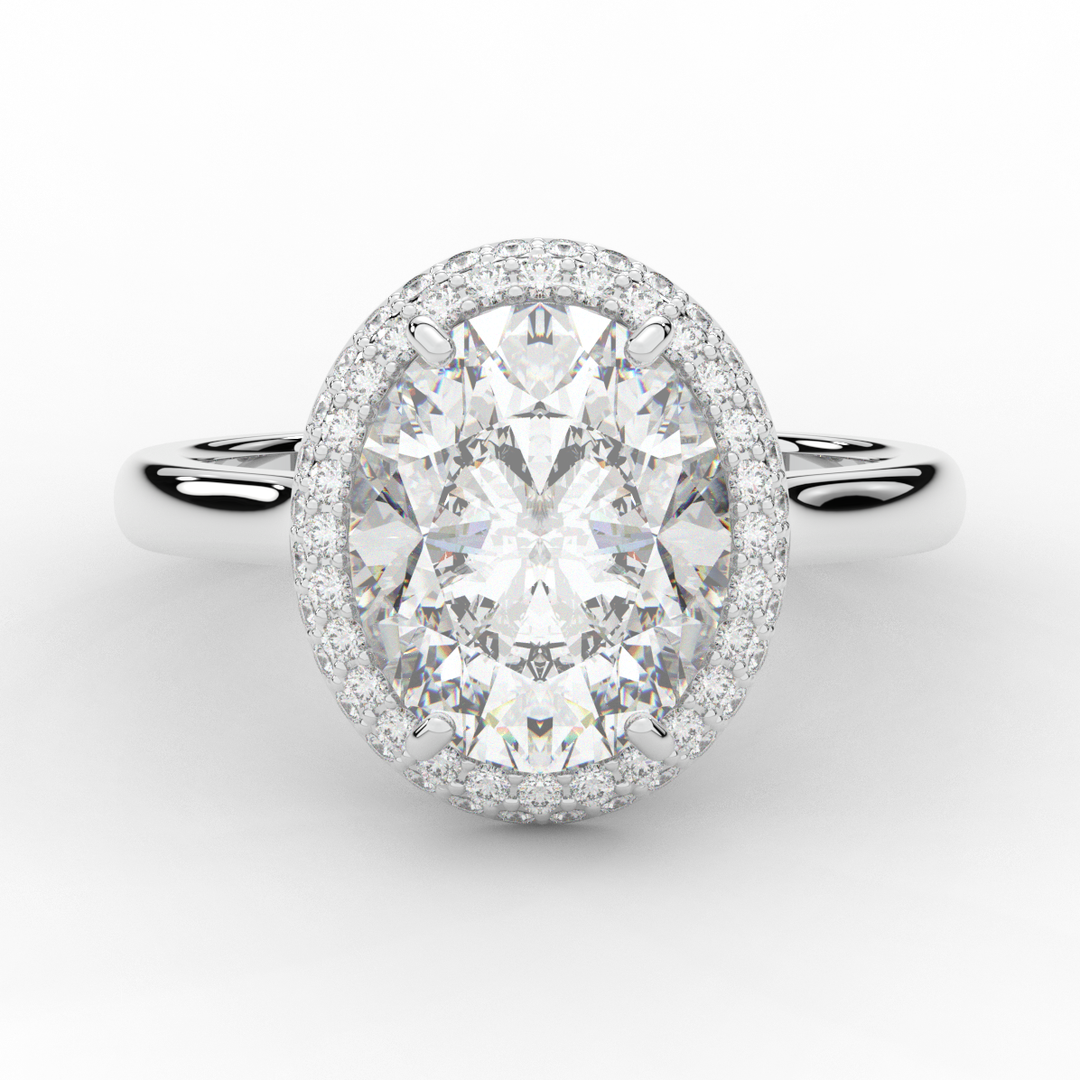 4.40CT.TW OVAL LAB DIAMOND HALO ENGAGEMENT RING - Nazarelle