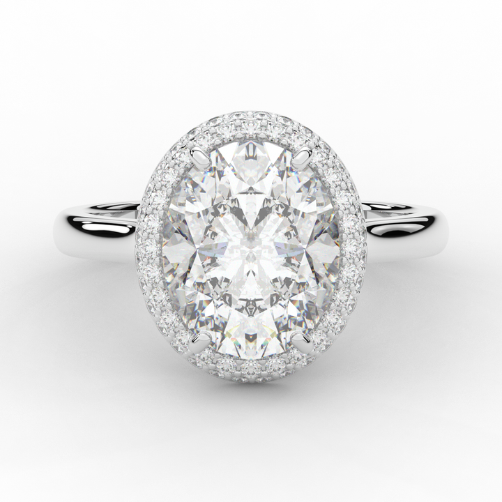 4.40CT.TW OVAL LAB DIAMOND HALO ENGAGEMENT RING - Nazarelle