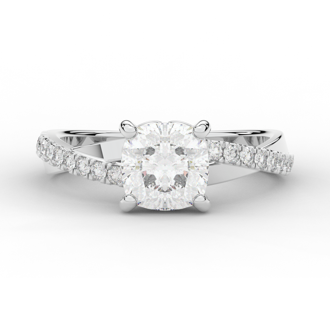 2.20CT.TW CUSHION LAB DIAMOND TWISTBAND ENGAGEMENT RING - Nazarelle