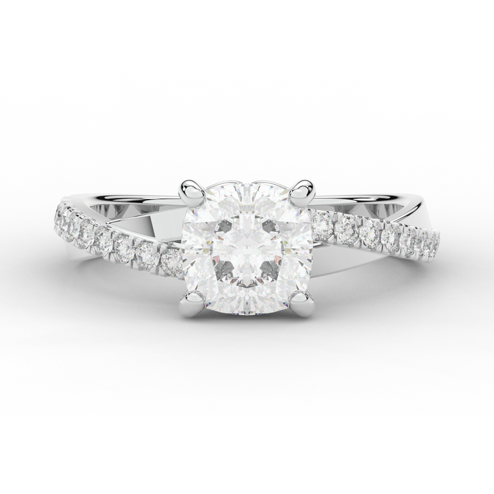 2.20CT.TW CUSHION LAB DIAMOND TWISTBAND ENGAGEMENT RING - Nazarelle