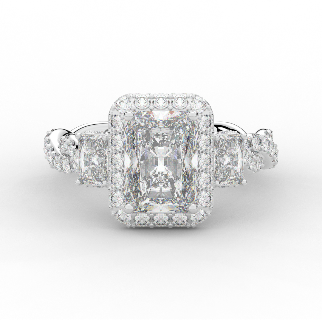 4.70CT.TW RADIANT LAB DIAMOND 3 STONE ENGAGEMENT RING - Nazarelle