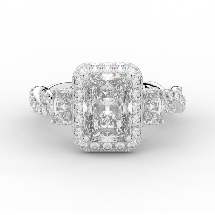 4.70CT.TW RADIANT LAB DIAMOND 3 STONE ENGAGEMENT RING - Nazarelle