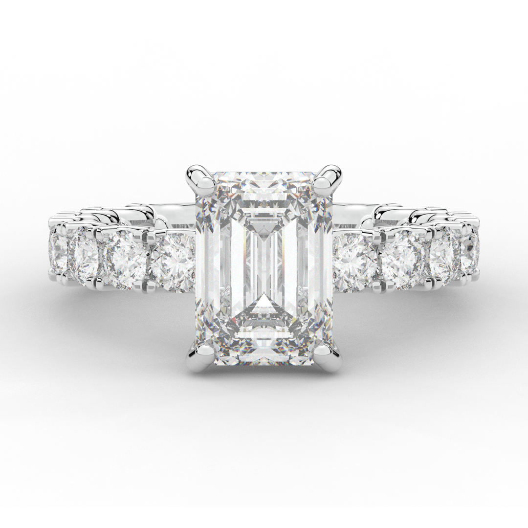 4.35CT.TW EMERALD CUT LAB DIAMOND ENGAGEMENT RING - Nazarelle