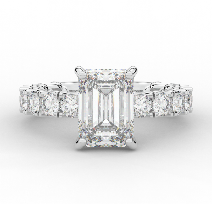 4.35CT.TW EMERALD CUT LAB DIAMOND ENGAGEMENT RING - Nazarelle