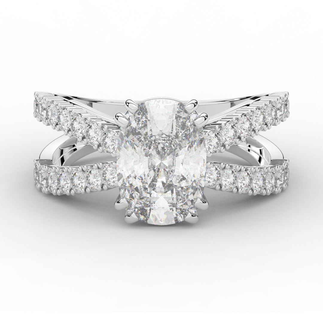 3.75CT.TW CUSHION LAB DIAMOND SPLIT BAND ENGAGEMENT RING - Nazarelle