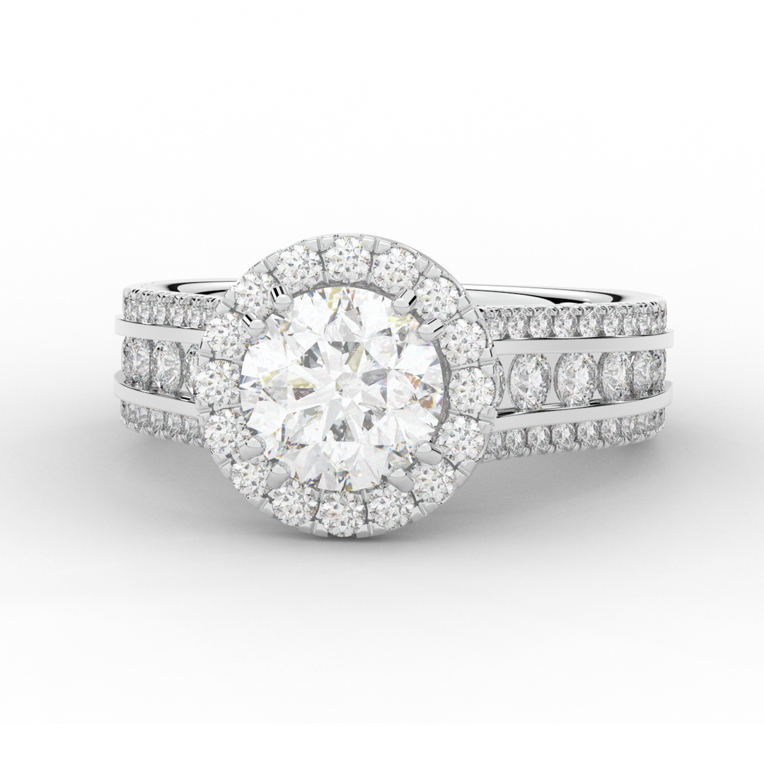 2.90CT.TW ROUND LAB DIAMOND HALO ENGAGEMENT RING - Nazarelle