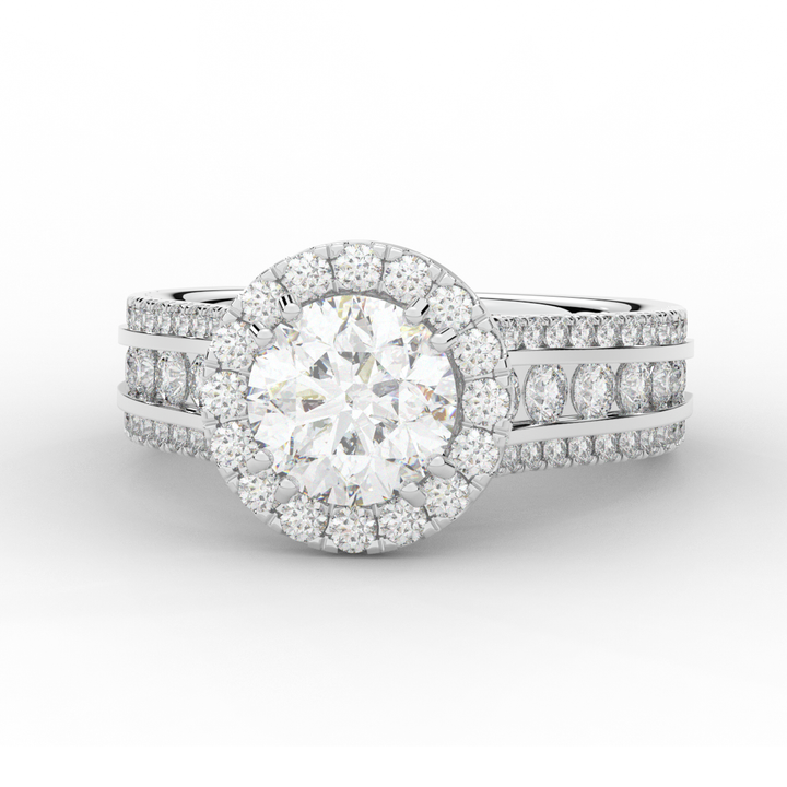 2.90CT.TW ROUND LAB DIAMOND HALO ENGAGEMENT RING - Nazarelle