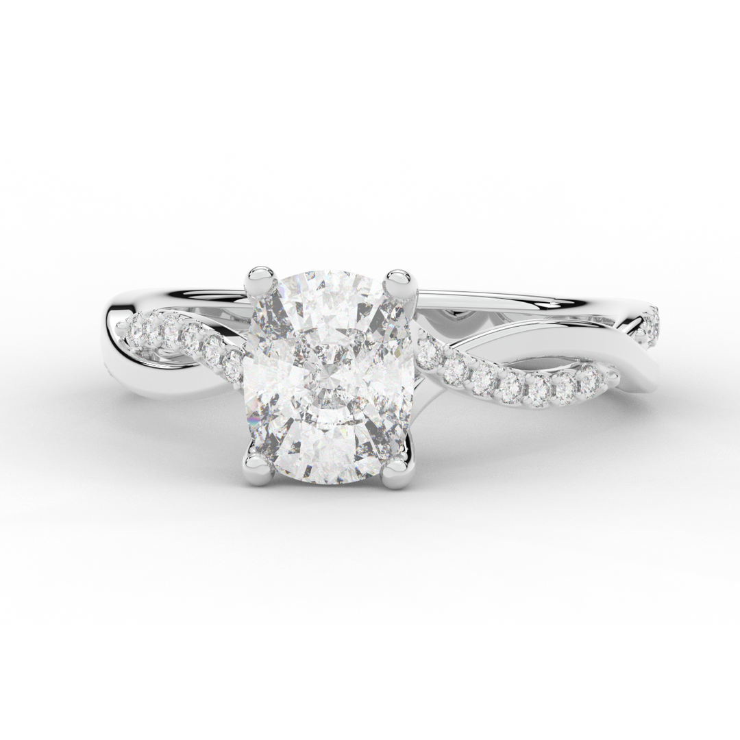 1.70CT.TW CUSHION LAB DIAMOND TWIST BAND ENGAGEMENT RING - Nazarelle