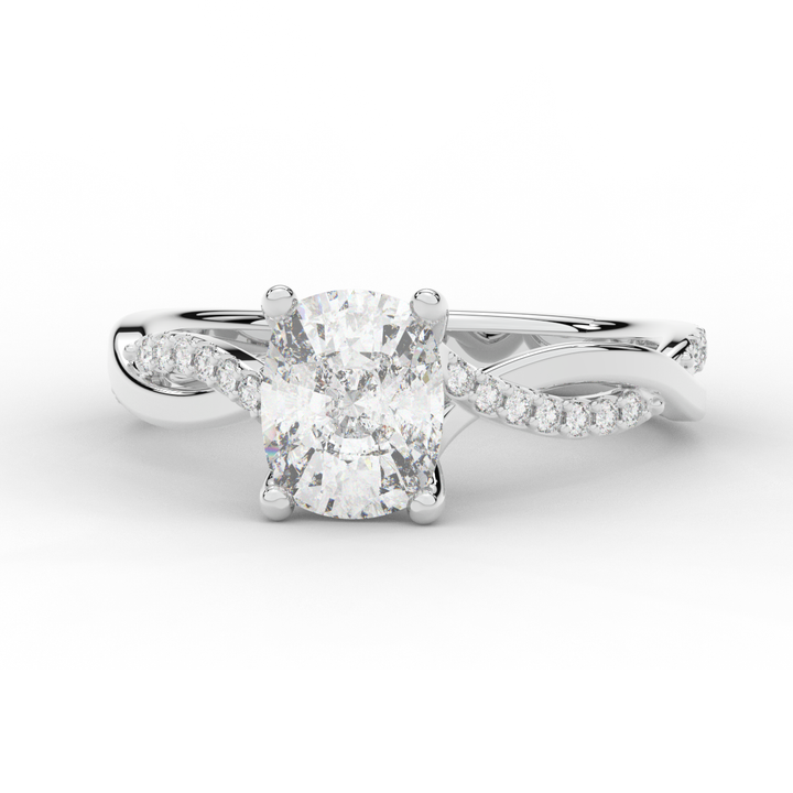 1.70CT.TW CUSHION LAB DIAMOND TWIST BAND ENGAGEMENT RING - Nazarelle