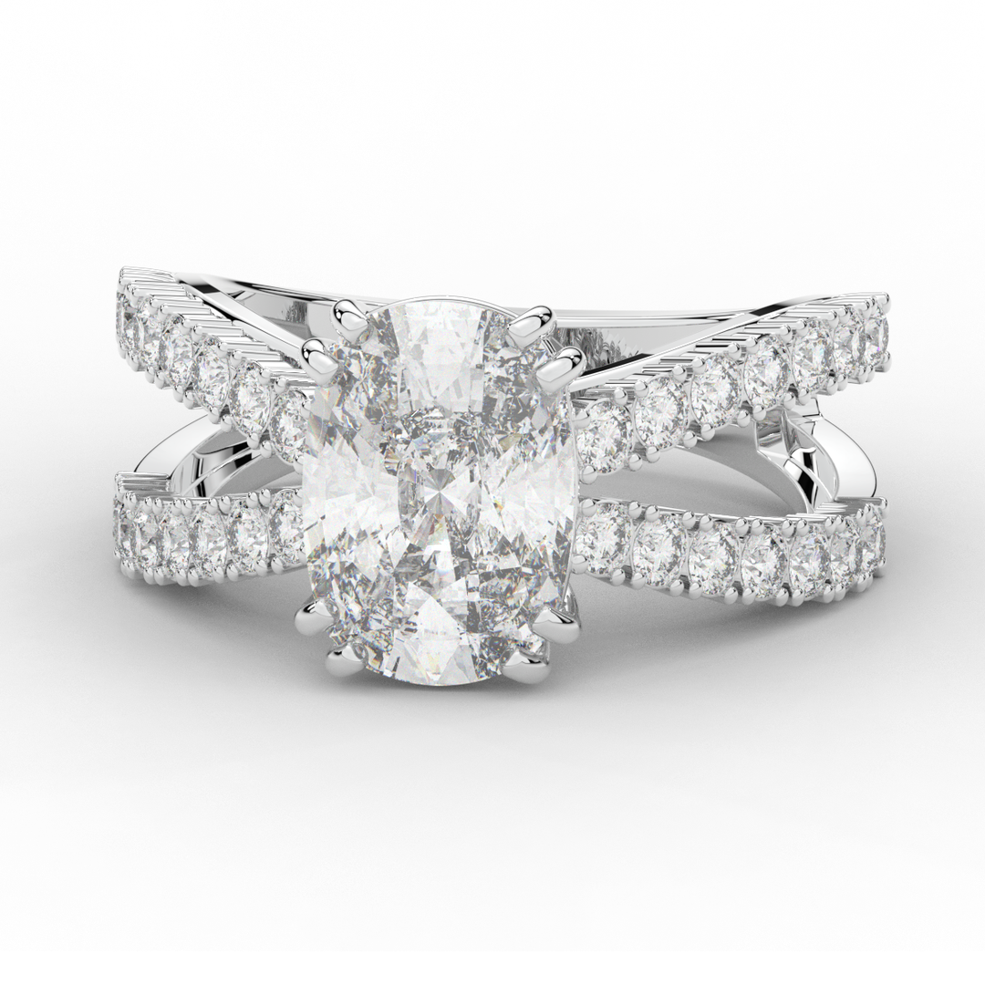 3.75CT.TW CUSHION LAB DIAMOND SPLIT BAND ENGAGEMENT RING - Nazarelle