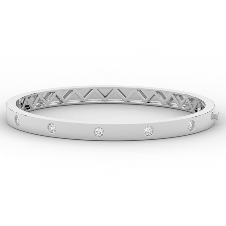 0.50CT.TW ROUND LAB DIAMOND BEZEL SET BANGLE - Nazarelle