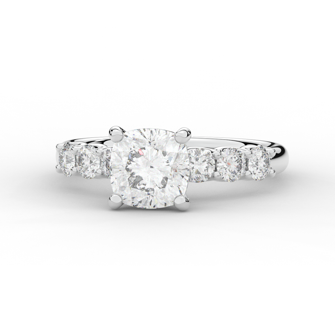 2.60CT.TW CUSHION LAB DIAMOND SOLITAIRE ENGAGEMENT RING - Nazarelle