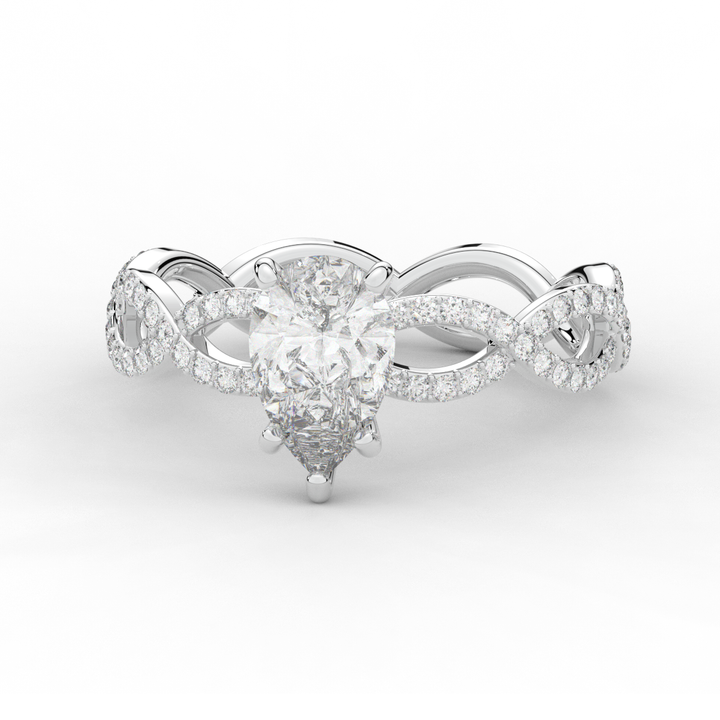 1.30CT.TW PEAR LAB DIAMOND TWIST BAND ENGAGEMENT RING - Nazarelle