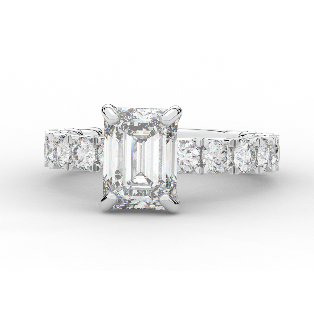 4.35CT.TW EMERALD CUT LAB DIAMOND ENGAGEMENT RING - Nazarelle