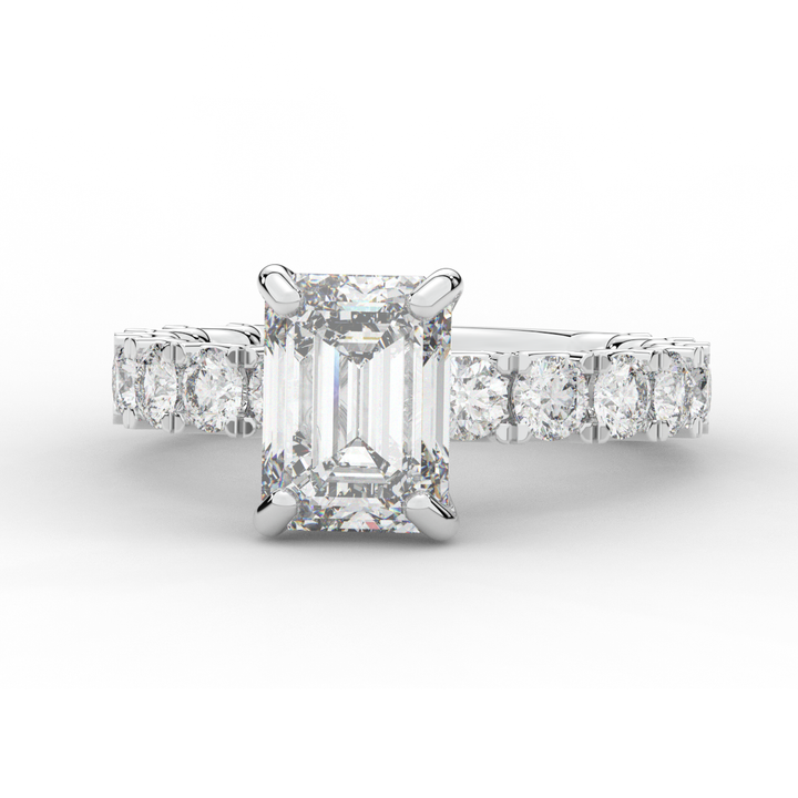 4.35CT.TW EMERALD CUT LAB DIAMOND ENGAGEMENT RING - Nazarelle