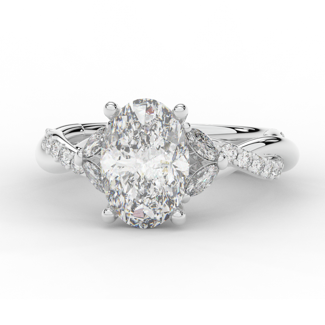 2.40CT.TW OVAL LAB DIAMOND TWIST ENGAGEMENT RING - Nazarelle