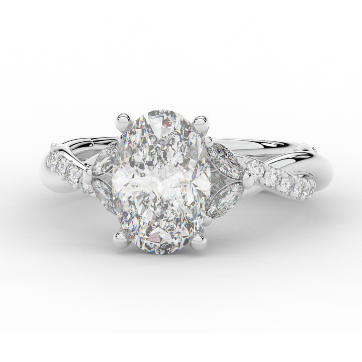 2.40CT.TW OVAL LAB DIAMOND TWIST ENGAGEMENT RING - Nazarelle
