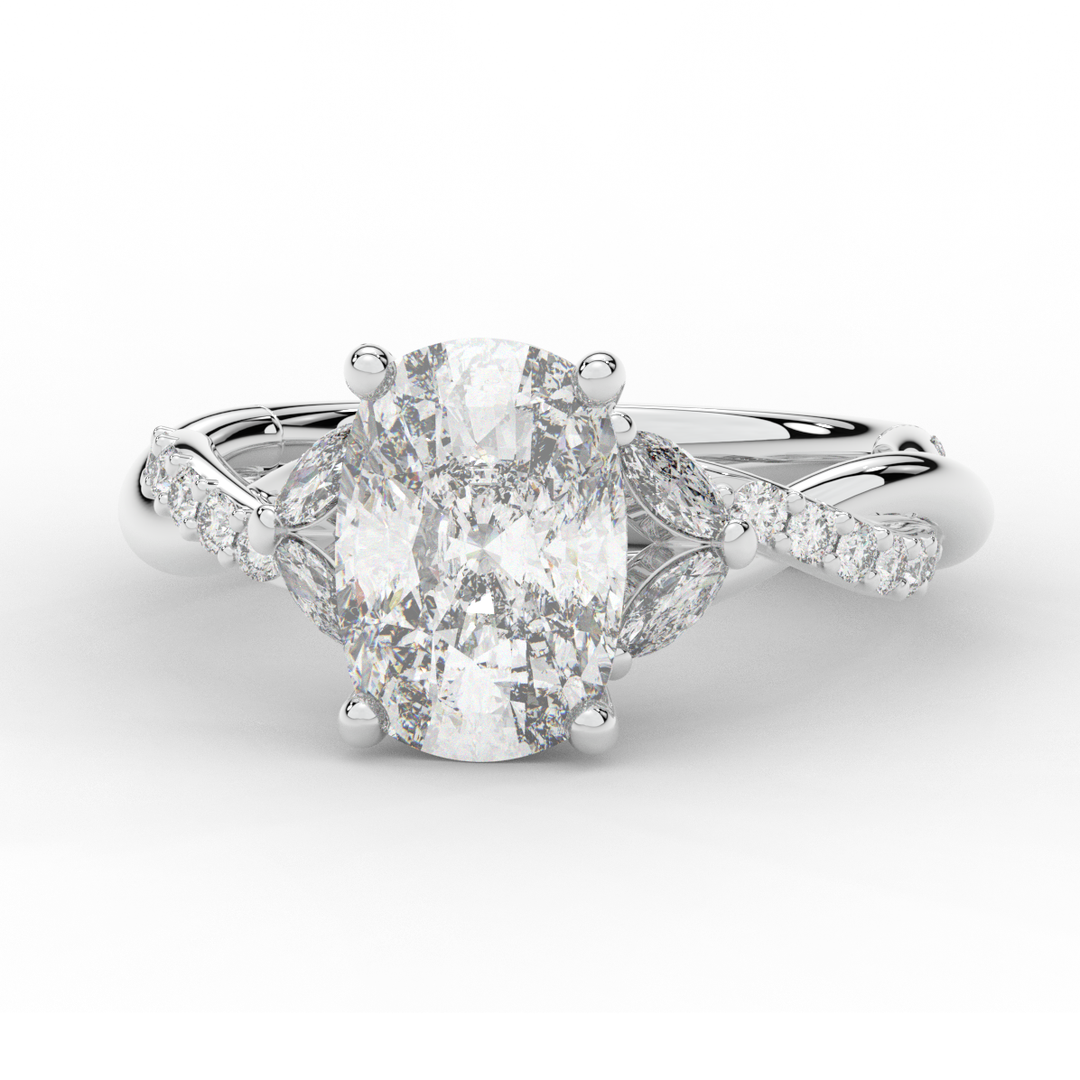 2.40CT.TW CUSHION LAB DIAMOND TWIST BAND ENGAGEMENT RING - Nazarelle
