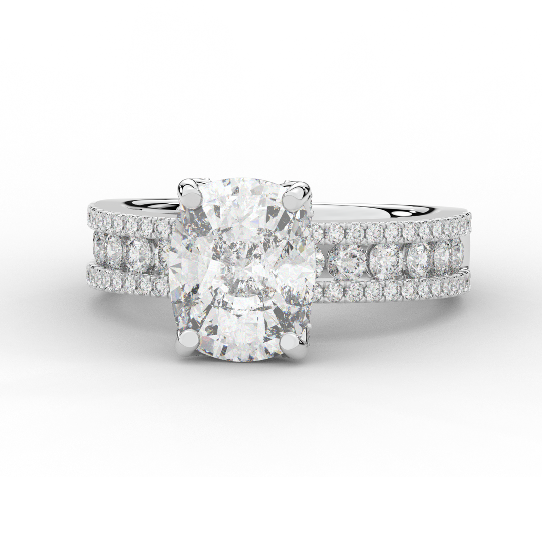 3.95CT.TW CUSHION LAB DIAMOND SOLITAIRE ENGAGEMENT RING - Nazarelle