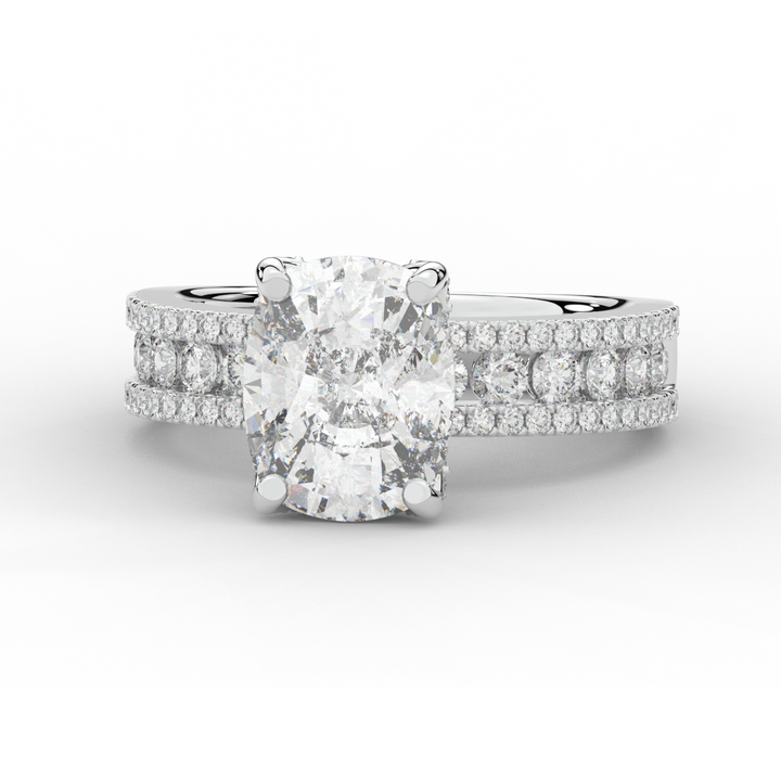 3.95CT.TW CUSHION LAB DIAMOND SOLITAIRE ENGAGEMENT RING - Nazarelle