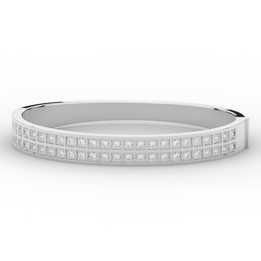 2.00CT.TW ROUND LAB TWO ROW DIAMOND BANGLE - Nazarelle