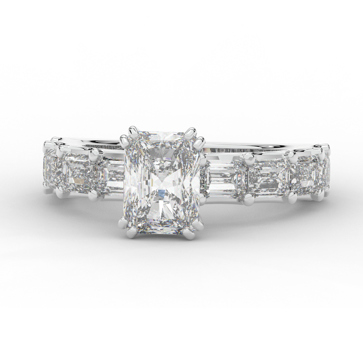 3.75CT.TW RADIANT LAB DIAMOND SOLITAIRE ENGAGEMENT RING - Nazarelle
