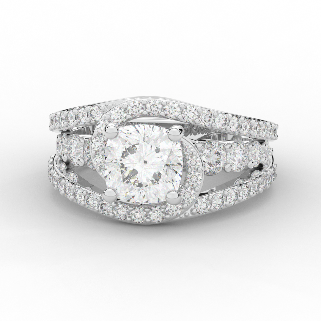 3.30CT.TW CUSHION LAB DIAMOND ENGAGEMENT RING - Nazarelle