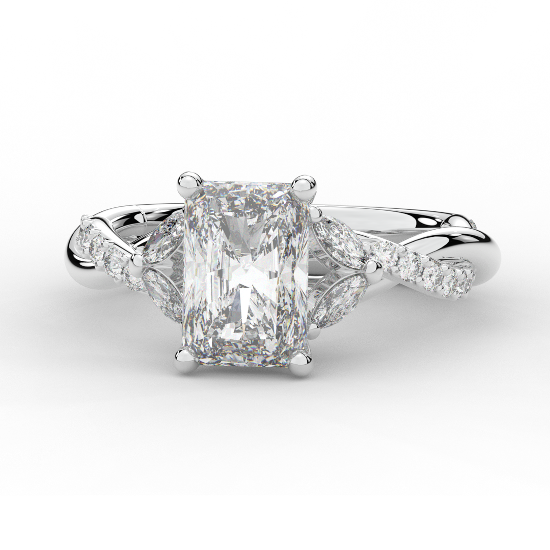 2.40CT.TW RADIANT LAB DIAMOND TWIST BAND ENGAGEMENT RING - Nazarelle