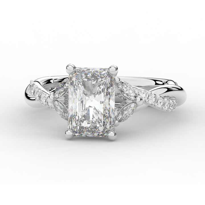 2.40CT.TW RADIANT LAB DIAMOND TWIST BAND ENGAGEMENT RING - Nazarelle