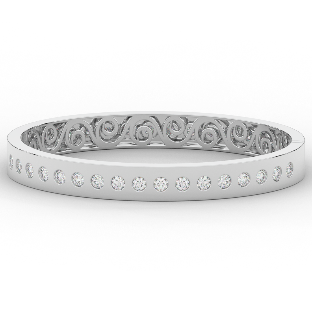 4.50CT.TW ROUND LAB DIAMOND ETERNITY BEZEL SET BANGLE - Nazarelle