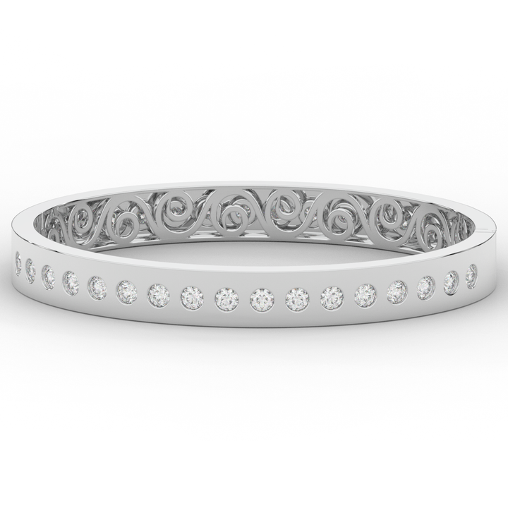 4.50CT.TW ROUND LAB DIAMOND ETERNITY BEZEL SET BANGLE - Nazarelle