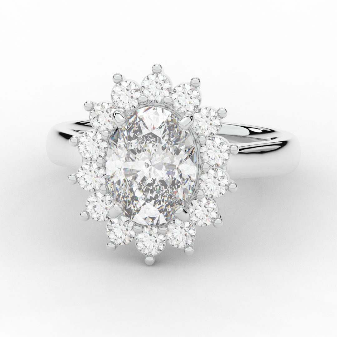 2.65CT.TW OVAL LAB DIAMOND HALO ENGAGEMENT RING - Nazarelle