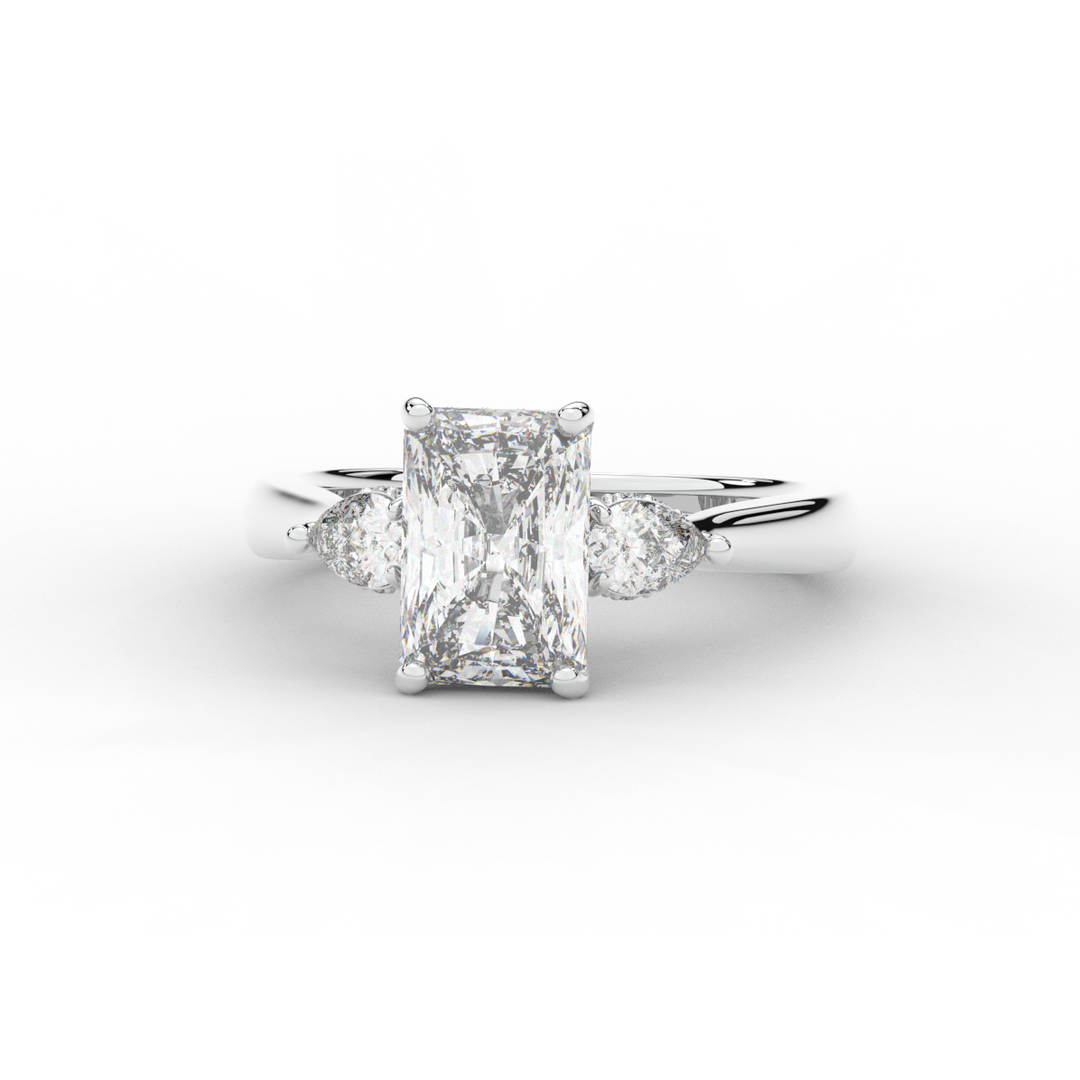 2.40CT.TW RADIANT LAB DIAMOND 3 STONE ENGAGEMENT RING - Nazarelle