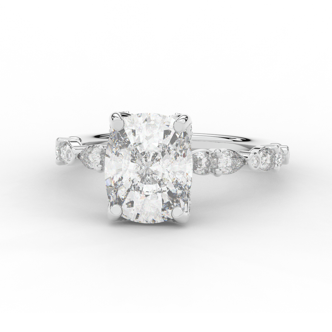 3.60CT.TW CUSHION LAB DIAMOND SOLITAIRE ENGAGEMENT RING - Nazarelle