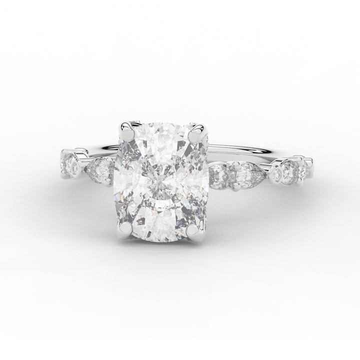 3.60CT.TW CUSHION LAB DIAMOND SOLITAIRE ENGAGEMENT RING - Nazarelle